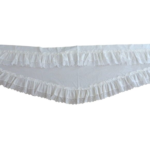 Vintage White Curtain Valance Lace Ruffle Tiered Swag Cottage Shabby Chic - Picture 1 of 15